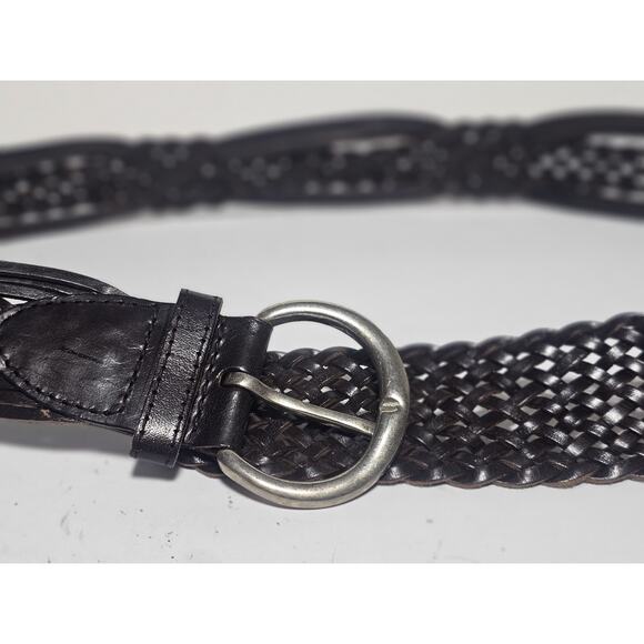 Women's 2" Wide Braided Woven Round Leather Belt Size 40" - Picture 3 of 7